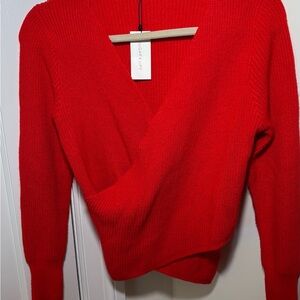 Women's Red V-Neck Sweater